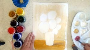 Как нарисовать розочки в вазе - рисуем гуашью с ватными палочками! Яркий букет за 10 минут!