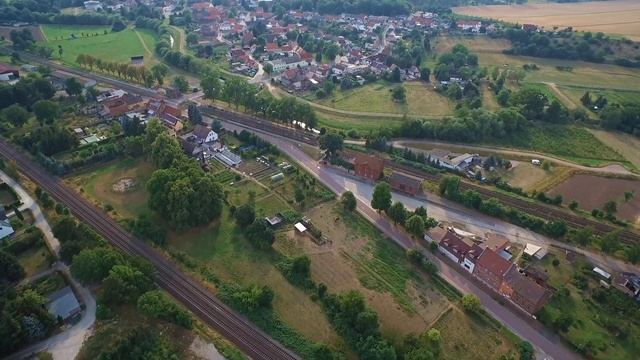 Obelisk and City Giersleben in Germany Saxony-Anhalt Ruin Malzfabrik from the air in 4K UHD смотреть онлайн