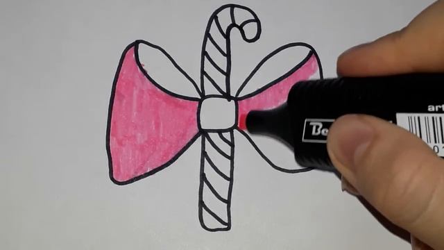 Рисуем Рождественский Леденец.H ow to draw merry christmas сandy. Легкие рисунки для детей. смотреть онлайн