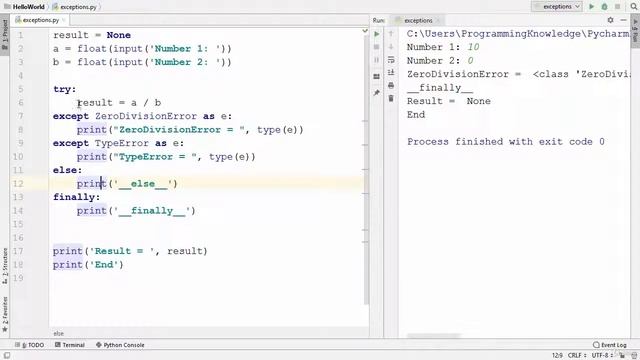 Try Except Else Finally Python Exception handling | python tutorials смотреть онлайн