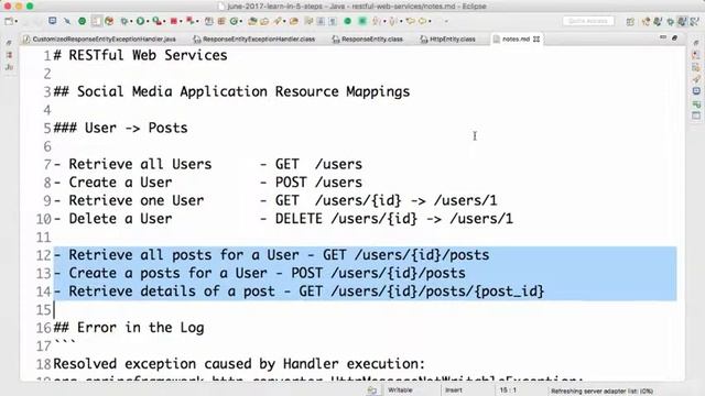 Exercise User Post Resource and Exception Handling | Spring BOOT Tutorial for Beginners 2023 смотреть онлайн