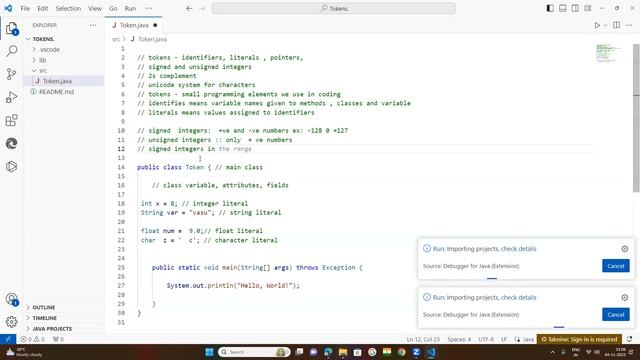 TOKENS, SIGNED AND UNSIGNED INTEGERS, 2' S COMPLEMENT , UNICODE SYSTEM IN JAVA :; FREE CLASS смотреть онлайн