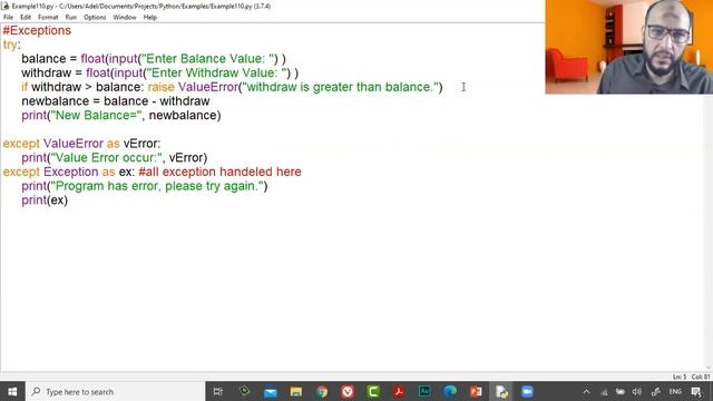 40 Python Course L11 Exceptions, complete raise error example смотреть онлайн