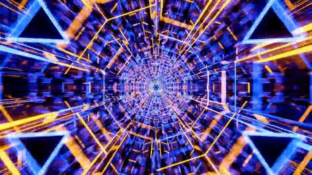 4K VJ Loop. Flight in abstract sci-fi neon tunnel смотреть онлайн