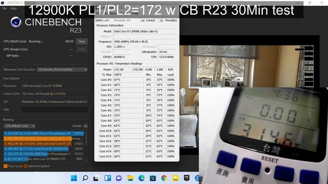 Intel Core i9 12900K PL=172 w NH-D15 Air Cooler Test смотреть онлайн