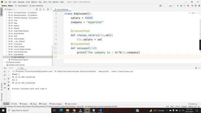 51 - Class Method - OOP | Python Full Course For Beginners смотреть онлайн