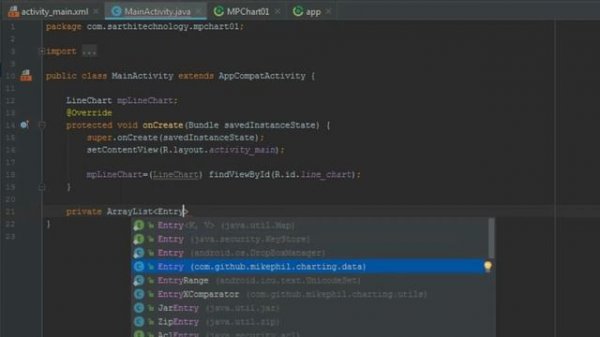 002 Line Chart : MP Android Chart Tutorial
