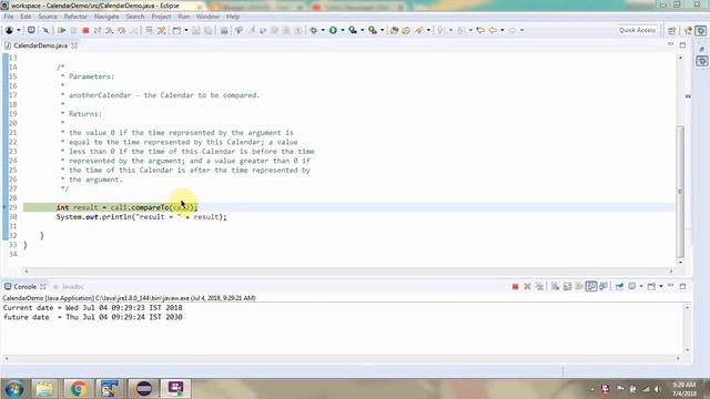 How to use compareTo(Calendar anotherCalendar) method of Java.util.calendar class? смотреть онлайн