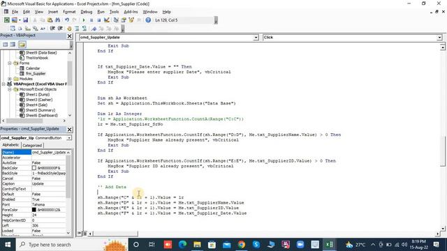 Part 05 - Update Button Coding in VBA Macros User Form смотреть онлайн