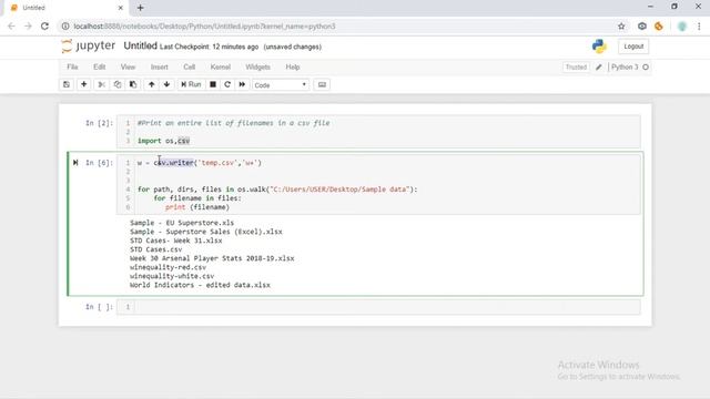 To add list of filenames to a CSV file using Python смотреть онлайн