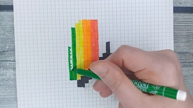 Как рисовать по клеточкам - РАДУЖНУЮ БАБОЧКУ / Большие радужные рисунки по клеточкам Лайк АРТ смотреть онлайн