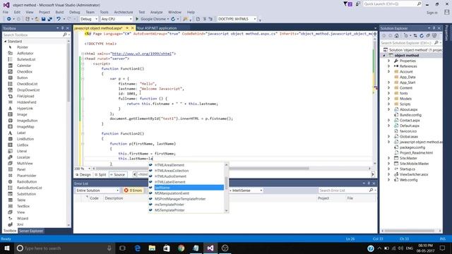 How to use javascript object method example in asp.net ||visual studio2015 #javascript tutorials 11 смотреть онлайн