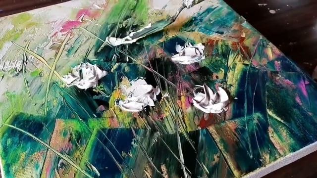 Abstract Painting / Floral / Acrylics & Palette knife / Demonstration / Project 365 days / Day #023 смотреть онлайн