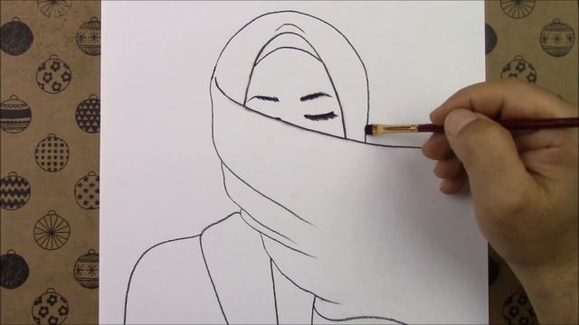 Kolay Başörtülü Kız Resmi Adım Adım Nasıl Çizilir, Karakalem Tesettürlü Güzel Kız Çizimi