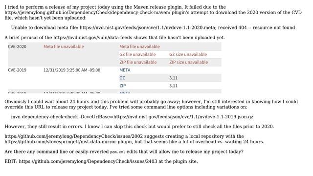 How to ignore Maven dependency-check failure on missing nvd file? смотреть онлайн