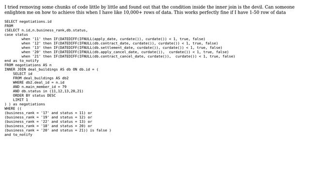 Databases: MySQL query with 1 derived table and 1 inner join takes forever to load смотреть онлайн