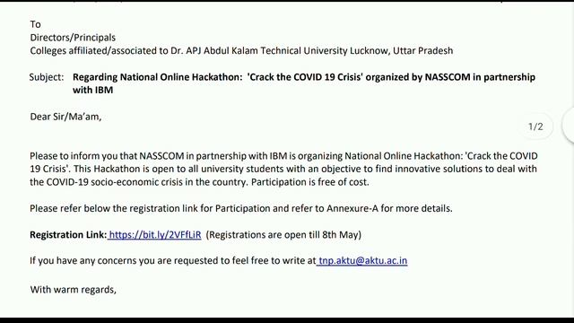 #NationalOnlineHackathon #COVID19 #IBM Regarding National Online Hackathon: 'Crack the COVID19crisi