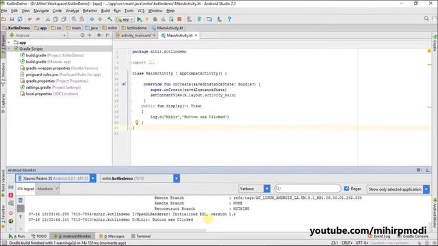 #17 Kotlin Android Tutorial | Button Click Part - 1 смотреть онлайн