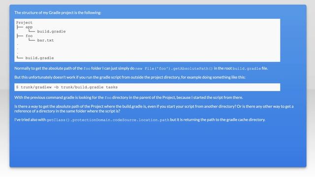 Gradle: getting the root project directory path when starting with a custom build file смотреть онлайн