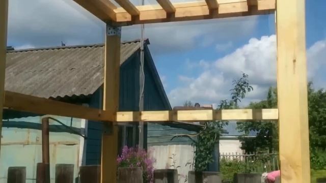 Деревянный душ для дачи моими руками 100X100X200см, высота с баком 225см смотреть онлайн