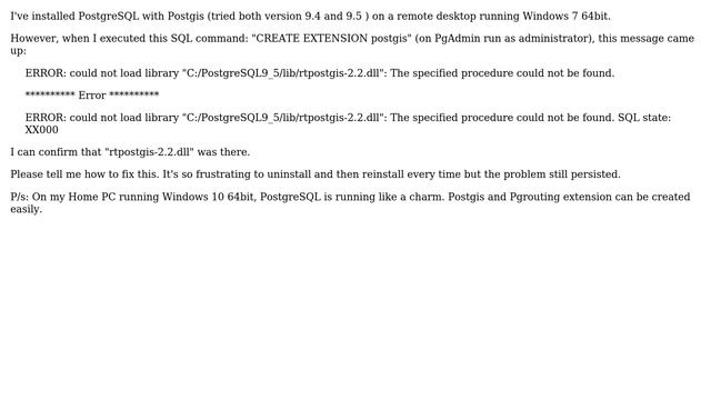 GIS: Could not load library "C:... rtpostgis-2.2.dll" смотреть онлайн