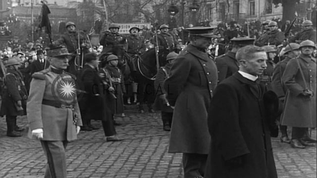French Marshal Ferdinand Foch And Belgian King Albert At Funeral Of Cardinal Merc...HD Stock Footag