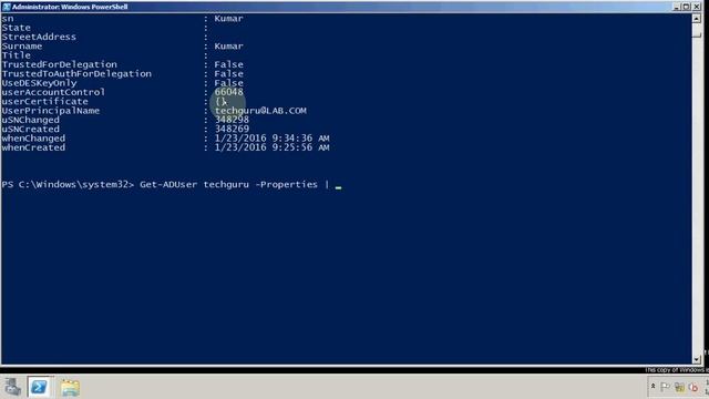 Get ADUser information using PowerShell