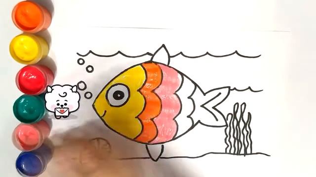 bolalar uchun baliq chizish / рисование рыбки для детей / drawing a fish for kids смотреть онлайн