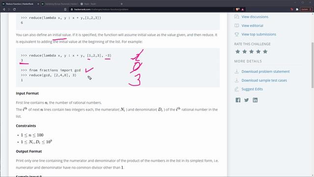 Python Ejercicio: 1127 1/2 HackerRank Uso de Función reduce() para el Producto de Números Racionale смотреть онлайн