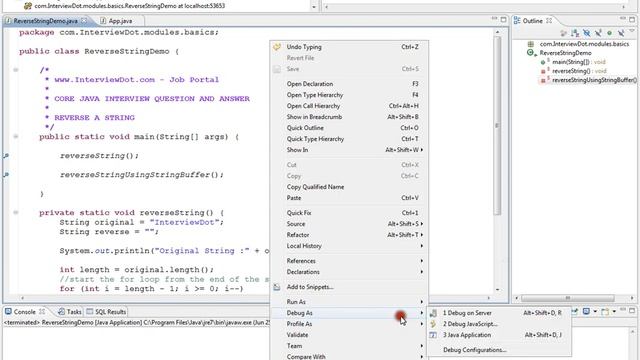 REVERSE A STRING IN JAVA DEMO смотреть онлайн