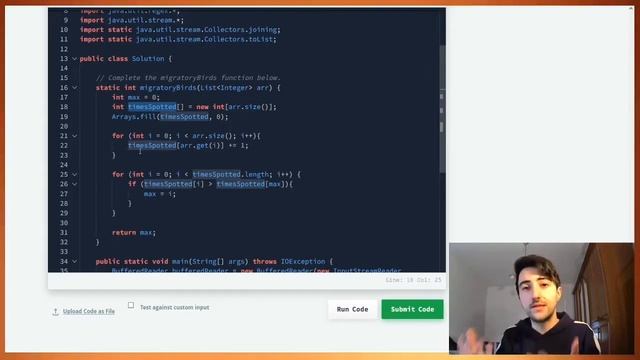 Migratory Birds Solution | Hackerrank | Java | Whiteboard + code смотреть онлайн