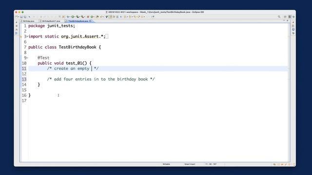 [HD] EECS1022 W21 - Java Tutorials - Week 12 - Part B - BirthdayBook: Method Headers and JUnit Test смотреть онлайн