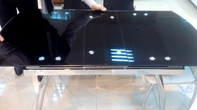 Раскладной обеденный стол B-179-49 (металл, хром, стекло) смотреть онлайн