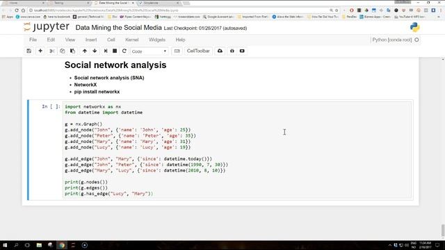 Social Media Social Data and Python: 9 - Social network analysis - networkx смотреть онлайн