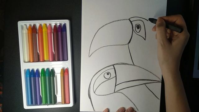 Как легко нарисовать ТУКАНОВ масляной пастелью/простые рисунки для детей смотреть онлайн