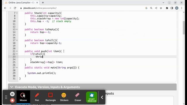 stack implementation using array in java | java tutorial for beginners | stack in data structure смотреть онлайн