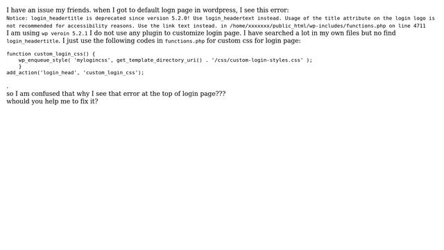 Wordpress: login_headertitle is deprecated since version 5.2.0 смотреть онлайн
