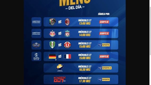 Miercoles 27 de julio: Programación Tigo Sports Bolivia, División Profesional, Euro Femenina смотреть онлайн