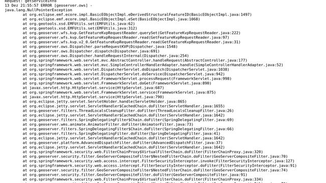 GIS: Null Pointer Exception while querying WFS Getfeature using Stored Query and getParameter смотреть онлайн