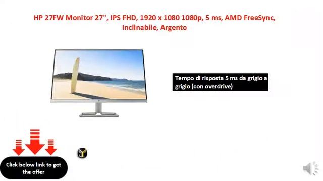 HP 27FW Monitor 27, IPS FHD, 1920 x 1080 1080p, 5 ms, AMD FreeSync, Inclinabile, Argento смотреть онлайн