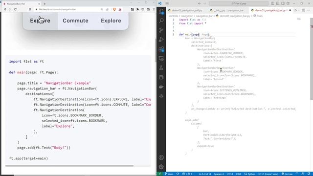 Flet Curso: 141 Control de Navegación NavigationBar - Barra de Navegación Tipo Material Design смотреть онлайн