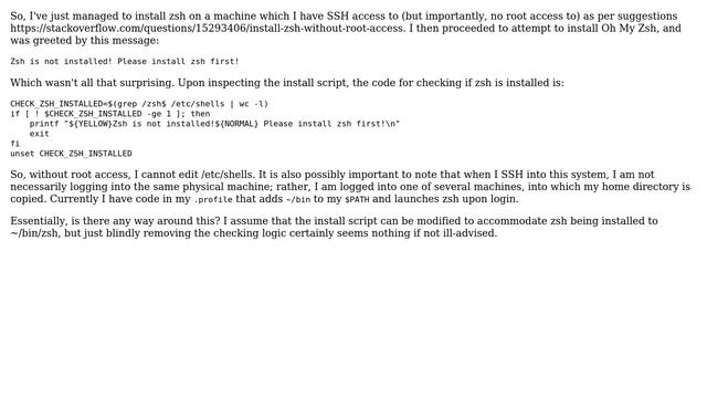How do I install Oh My Zsh with a custom Zsh install? смотреть онлайн