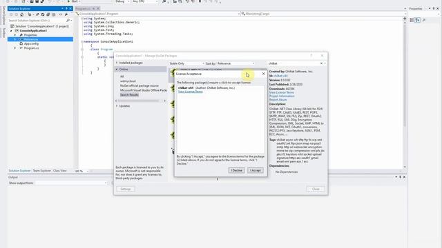 Add Chilkat NuGet Package to Visual Studio Project смотреть онлайн