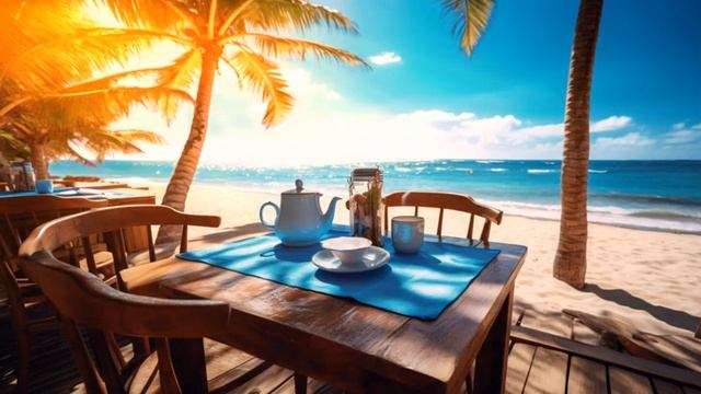 Summer Beach Bar Cafe Ambience - Coffee Shop Ambience with Smooth Bossa Nova, Waves Sounds for Rela смотреть онлайн