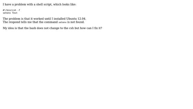 The setenv command is not found when trying to run a shell script. How do I fix this? смотреть онлайн
