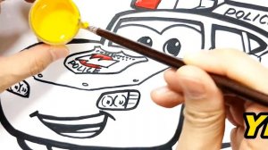 Draw a police car LIGHTNING McQUEEN for kids . CARS coloring pages easy painting