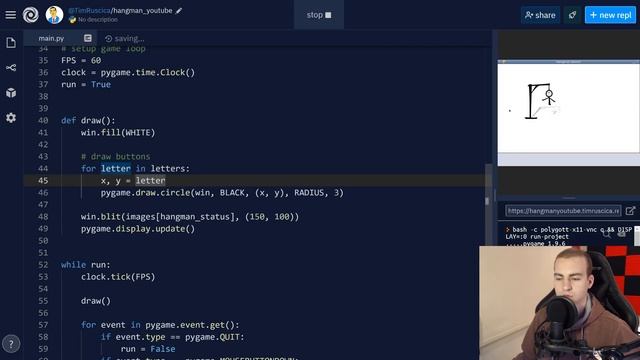 Python Hangman Tutorial #2 - Pygame Mouse Events & Collision смотреть онлайн