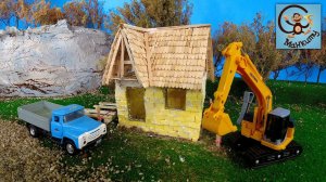 Строим город для Машинок Игрушек - Синий Грузовичок, Самосвал и Крыша из черепицы. Манкиту