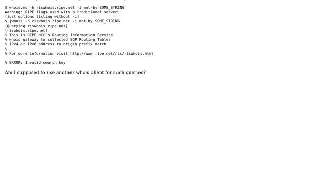 How to query RIPE database on the command line? смотреть онлайн