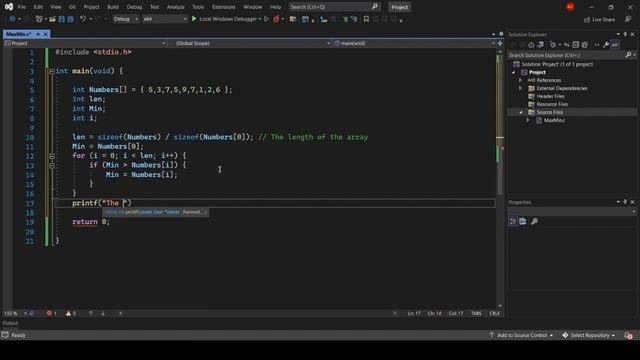C Programming How to find minimum and maximum in array смотреть онлайн